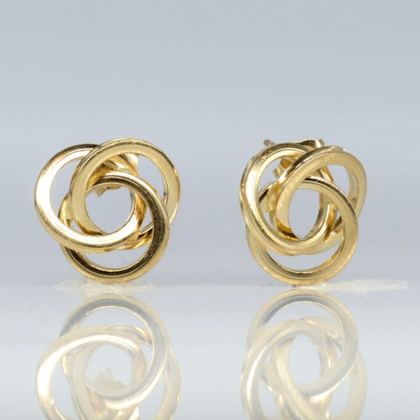 Yellow Gold Interwoven Stud Earrings | Discount