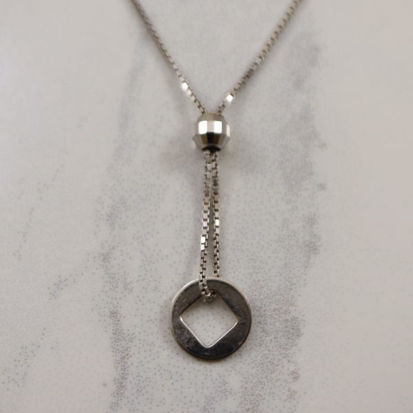 18k White Gold Lariat Style Necklace | 17  | Online