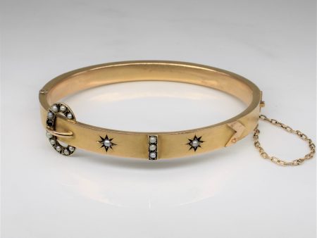 Edwardian Seed Pearl Belt Buckle Bangle | 7  | on Sale