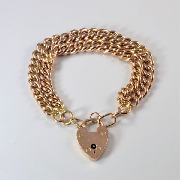 Edwardian Era Heart Lock Chain Bracelet | 8  | For Sale