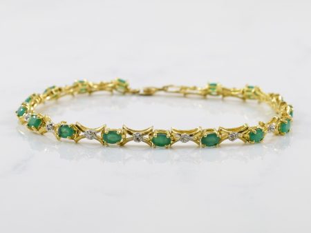 Emerald & Diamond Tennis Bracelet | 0.01ctw, 2.56ctw | 7  | For Cheap