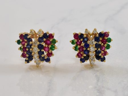 Multi Gem Butterfly Earrings | 3.40ctw | For Cheap