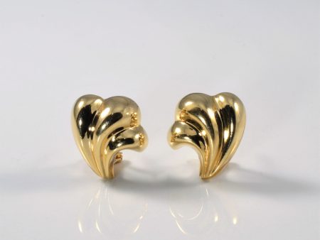 Yellow Gold Fan Stud Earrings | For Sale