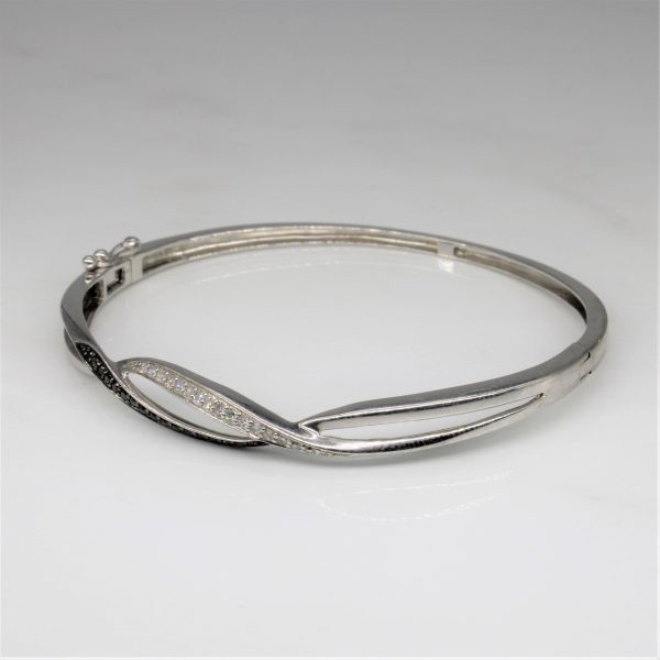 Black & White Diamond Bangle Bracelet | 0.16ctw | 6.5  | Hot on Sale