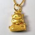 24k Yellow Gold Happy Cow Necklace | 18  | For Sale