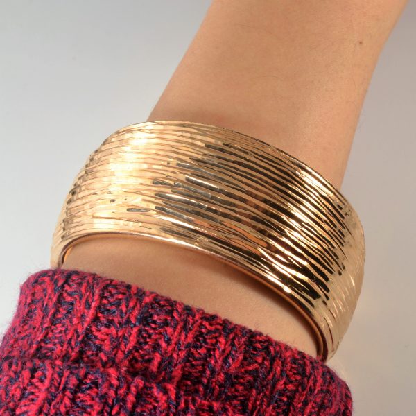 Wide Brushed 14k Gold Bangle | 8  | For Cheap