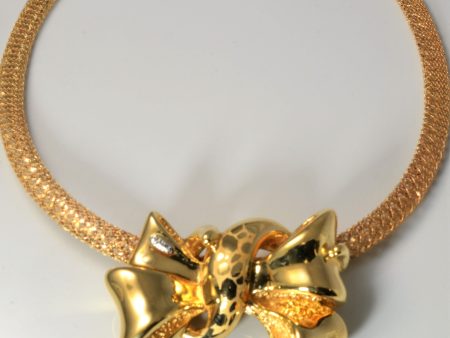 Raika  Hollow Gold Bow Mesh Necklace | 17  | Hot on Sale