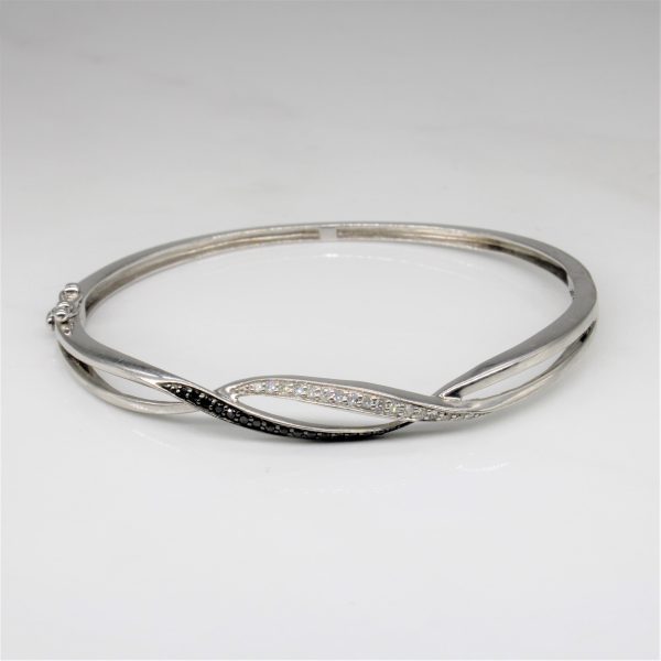 Black & White Diamond Bangle Bracelet | 0.16ctw | 6.5  | Hot on Sale