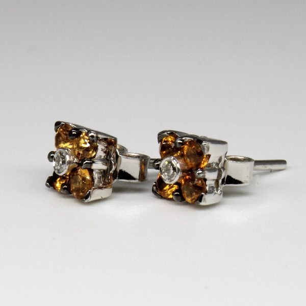 Yellow Sapphire & Diamond Stud Earrings | 0.40ctw, 0.03ctw | on Sale