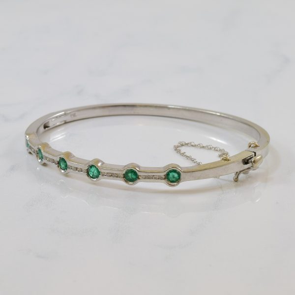 Emerald & Diamond Hinged Bangle | 0.60ctw, 0.18ctw | 6.5  | Fashion