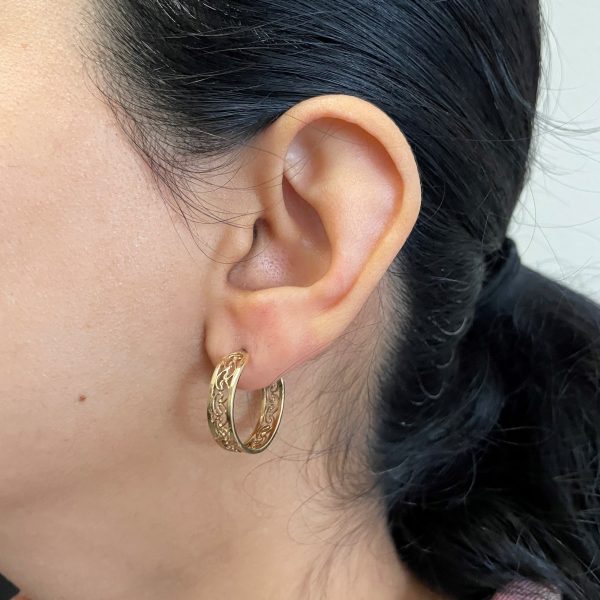 Filigree Gold Hoop Earrings | Sale