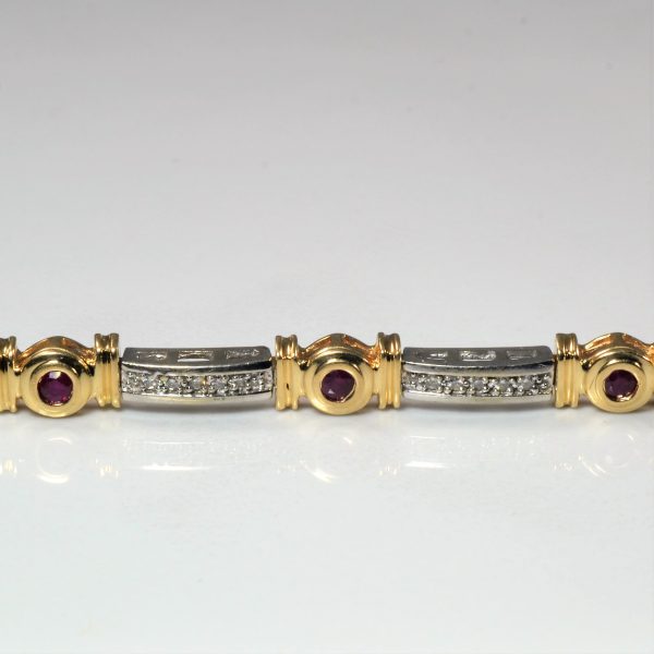 Bezel Set Ruby & Diamond Chain Bracelet | 0.50ctw, 0.20ctw | 7.5  | For Sale