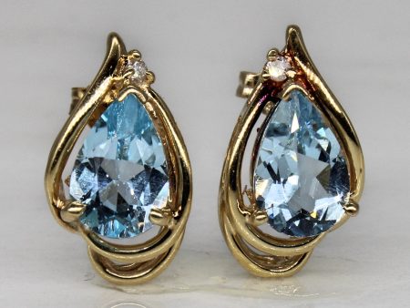 Blue Topaz & Diamond Stud Earrings | 2.00ctw, 0.02ctw | Online Hot Sale