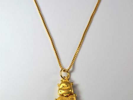 24k Yellow Gold Happy Cow Necklace | 18  | For Sale