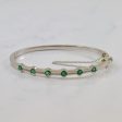 Emerald & Diamond Hinged Bangle | 0.60ctw, 0.18ctw | 6.5  | Fashion