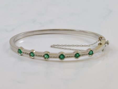 Emerald & Diamond Hinged Bangle | 0.60ctw, 0.18ctw | 6.5  | Fashion