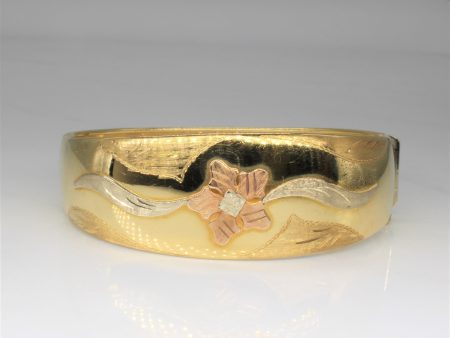 Tri Tone Gold Flower Bangle | 7  | Online Sale