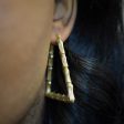 Triangular Bamboo Textured Gold Earrings | For Discount