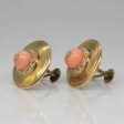 1920s Coral & Diamond Button Earrings | 2.00ctw, 0.24ctw | Supply