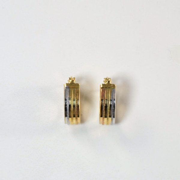 Tri Tone Gold Huggie Earrings | Online Hot Sale