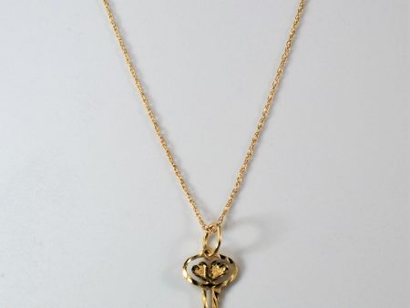 Double Heart Gold Key Necklace | 17  | Fashion