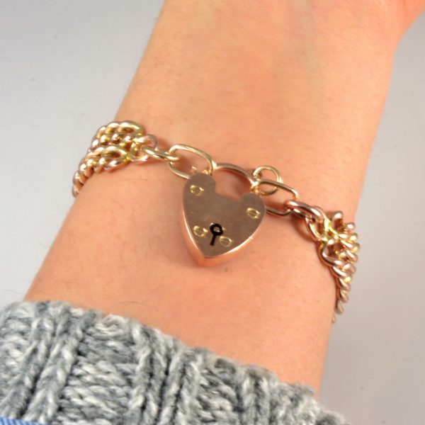 Edwardian Era Heart Lock Chain Bracelet | 8  | For Sale