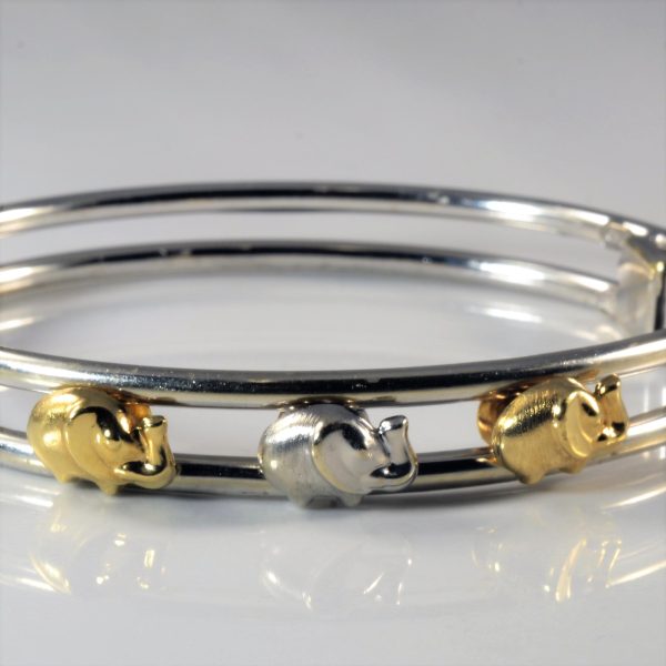 Two Tone Lucky Sliding Elephant Bracelet | 8  | For Sale