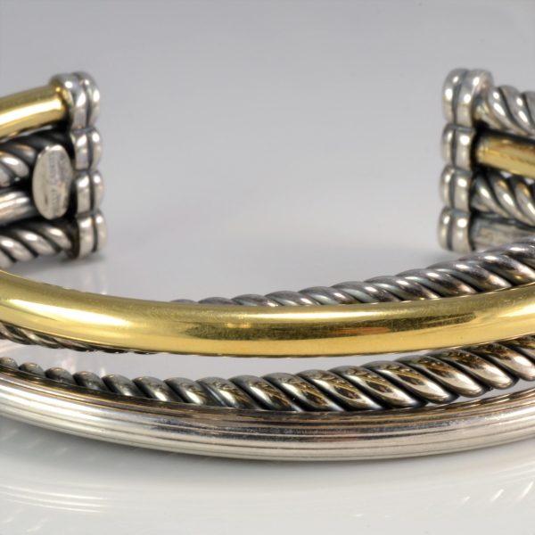 Phillip Gavriel  Sterling Silver & Gold Italian Cable Triple Row Abbraccio Cuff Online now