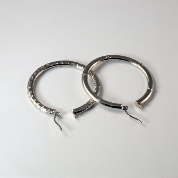 Textured White Gold Hoops | Cheap