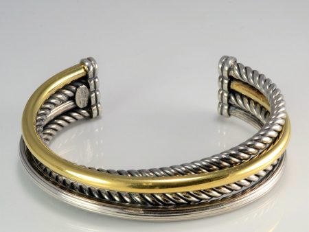 Phillip Gavriel  Sterling Silver & Gold Italian Cable Triple Row Abbraccio Cuff Online now