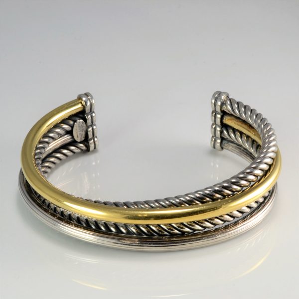 Phillip Gavriel  Sterling Silver & Gold Italian Cable Triple Row Abbraccio Cuff Online now